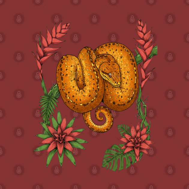 Amazon Tree Boa with Tropical Bromeliads by BirdsnStuff