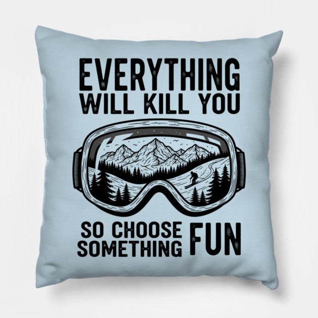 Skiing Adventure Pillow by enrynz