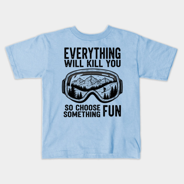 Skiing Adventure Kids T-Shirt by enrynz