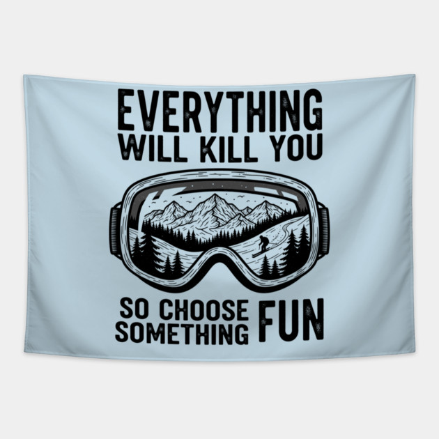 Skiing Adventure Tapestry by enrynz