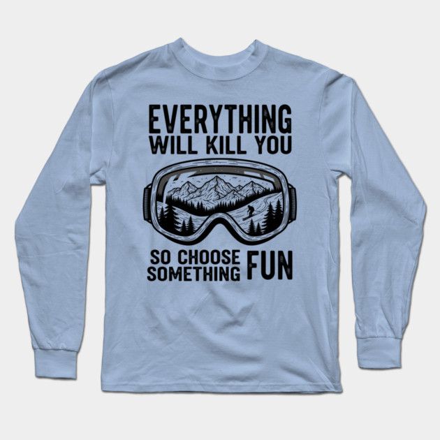Skiing Adventure Long Sleeve T-Shirt by enrynz