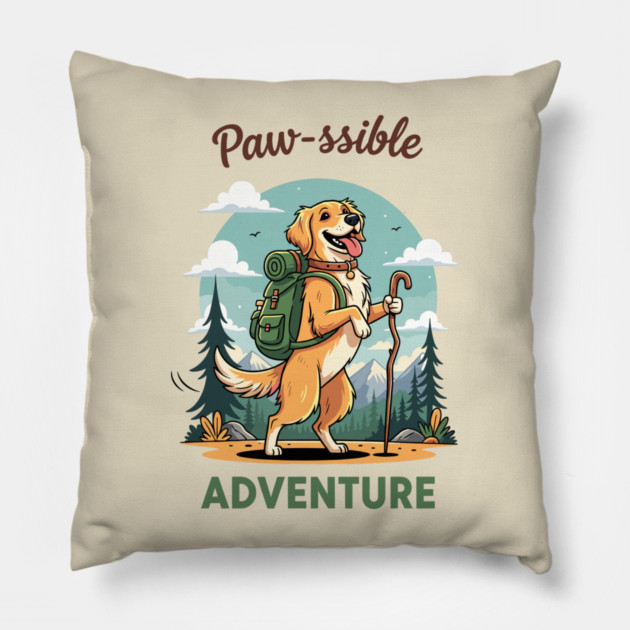 Pawsome Adventure Awaits Pillow by enrynz