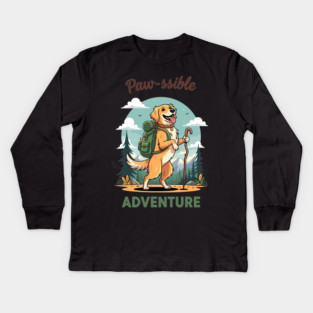 Pawsome Adventure Awaits Kids Long Sleeve T-Shirt