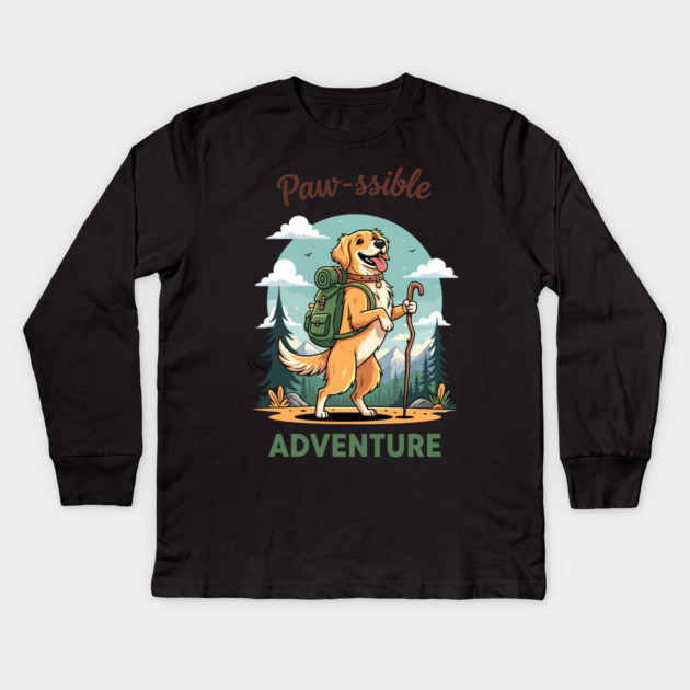 Pawsome Adventure Awaits Kids Long Sleeve T-Shirt by enrynz