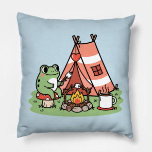 Cozy Camping Frog Pillow