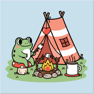 Cozy Camping Frog Posters and Art