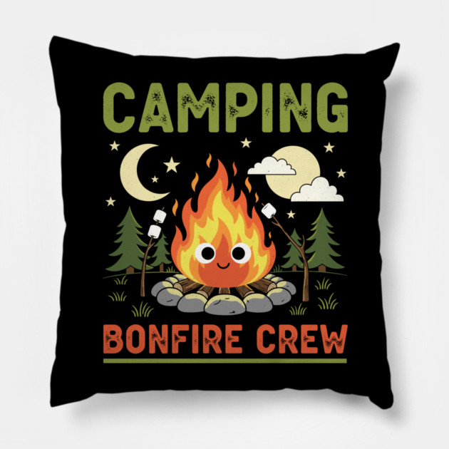 Camping Bonfire Crew Pillow by enrynz