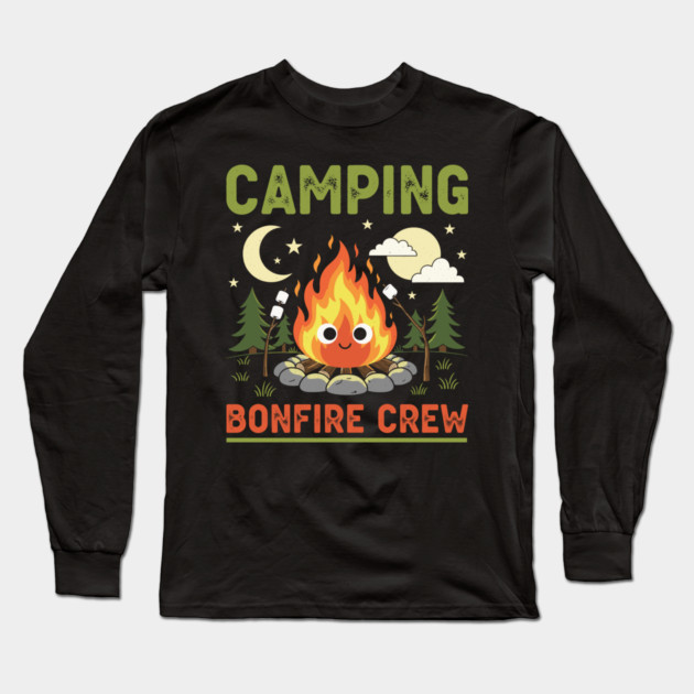 Camping Bonfire Crew Long Sleeve T-Shirt by enrynz