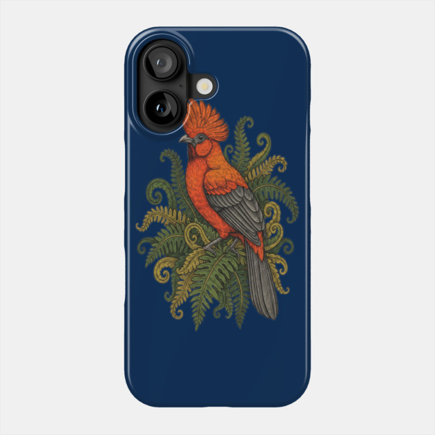 Andean Cock-of-the-Rock Botanical Bird Illustration Phone Case by BirdsnStuff
