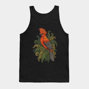Andean Cock-of-the-Rock Botanical Bird Illustration Tank Top