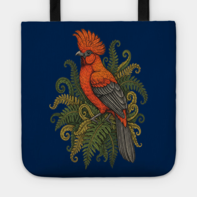 Andean Cock-of-the-Rock Botanical Bird Illustration Tote by BirdsnStuff