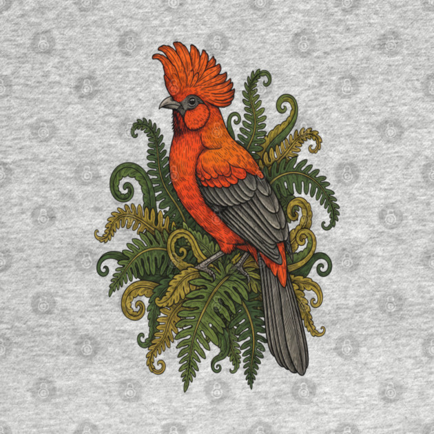 Andean Cock-of-the-Rock Botanical Bird Illustration by BirdsnStuff