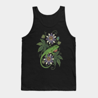Anole Lizard with Passionflower Vines Tank Top