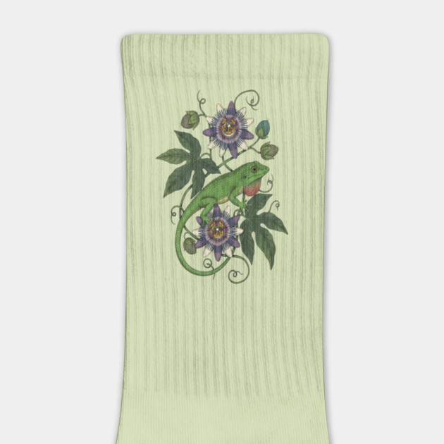 Anole Lizard with Passionflower Vines by BirdsnStuff