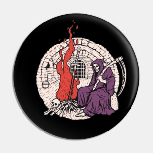 Grim Reaper Campfire - Dungeon Keeper Dark Fantasy Pin