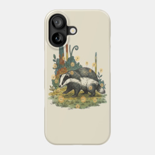 Badger and Fireflies Woodland Artwork Phone Case