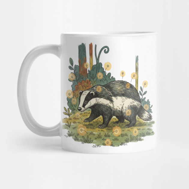 Badger and Fireflies Woodland Artwork by BirdsnStuff