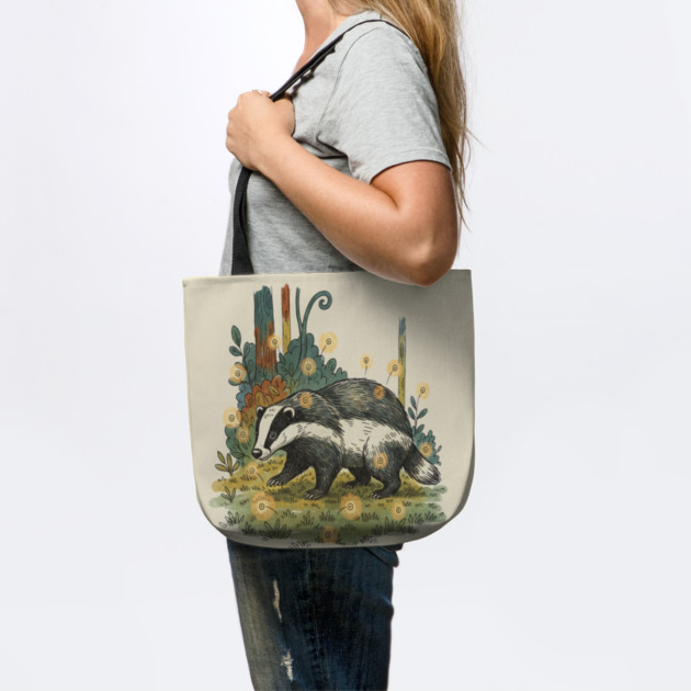 Badger and Fireflies Woodland Artwork by BirdsnStuff