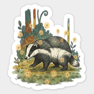 Badger and Fireflies Woodland Artwork Magnet