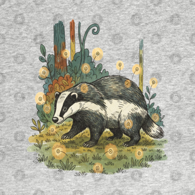Badger and Fireflies Woodland Artwork by BirdsnStuff