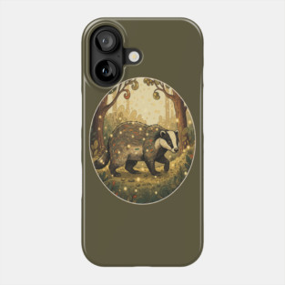 Badger in Firefly Forest Phone Case