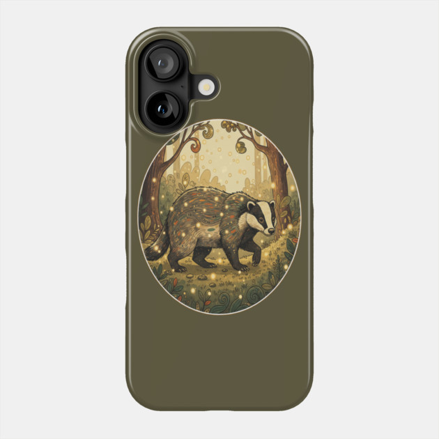Badger in Firefly Forest Phone Case by BirdsnStuff