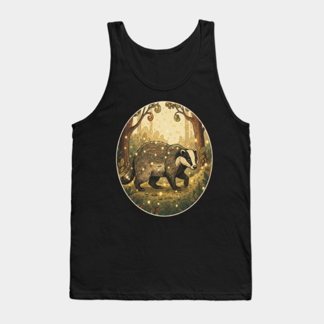 Badger in Firefly Forest Tank Top by BirdsnStuff
