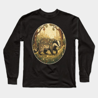Badger in Firefly Forest Long Sleeve T-Shirt