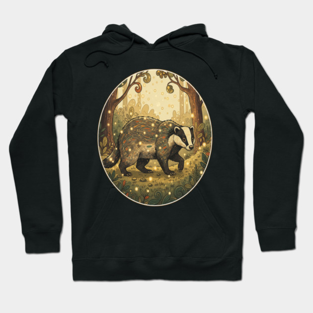 Badger in Firefly Forest Hoodie by BirdsnStuff