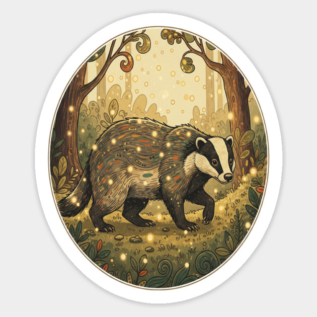 Badger in Firefly Forest Magnet by BirdsnStuff