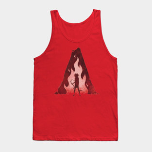 woman with hair flowing like flames Tank Top