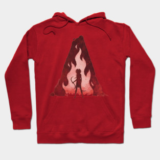 woman with hair flowing like flames Hoodie