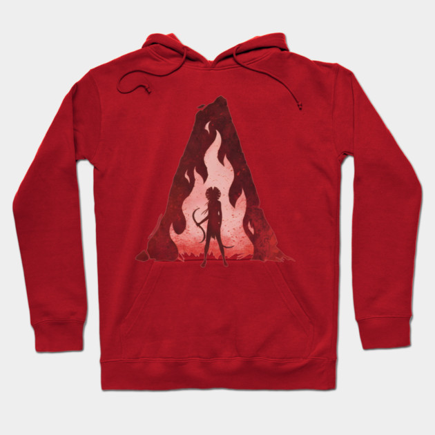 woman with hair flowing like flames Hoodie by DesignAura