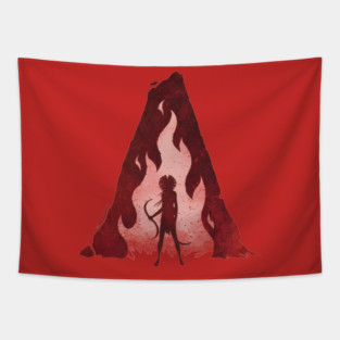 woman with hair flowing like flames Tapestry