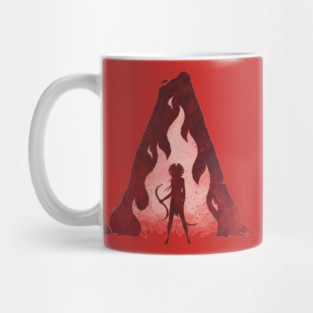 woman with hair flowing like flames Mug