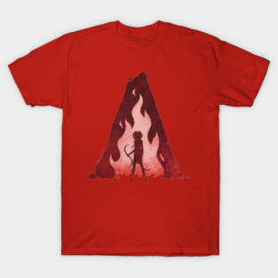 woman with hair flowing like flames T-Shirt