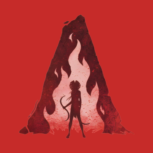 woman with hair flowing like flames by DesignAura