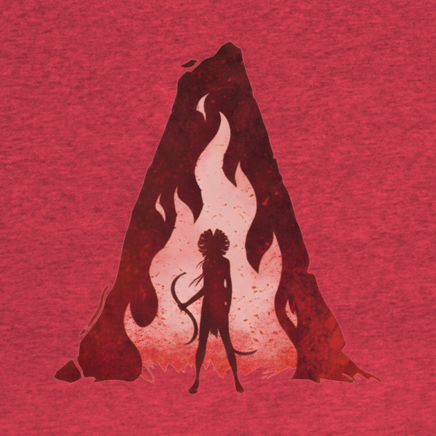 woman with hair flowing like flames by DesignAura