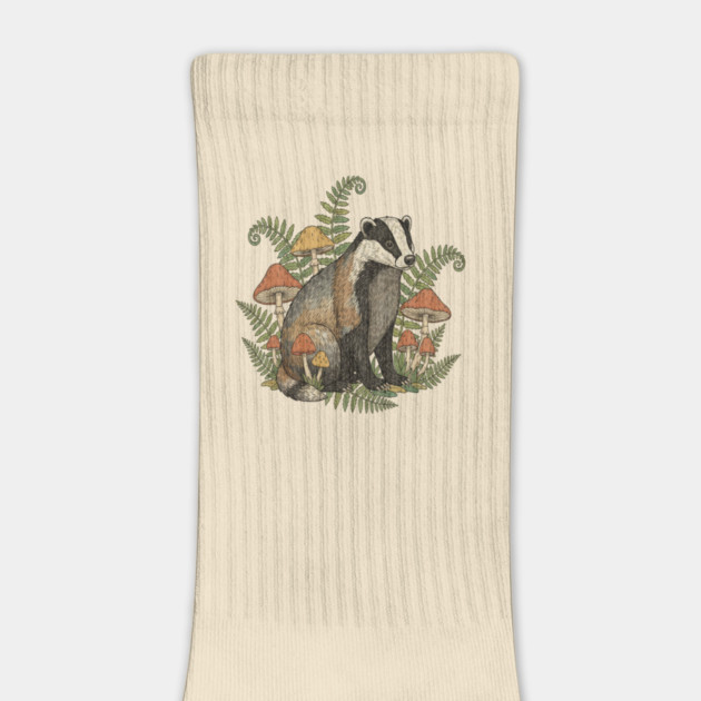 Badger with Woodland Mushrooms by BirdsnStuff