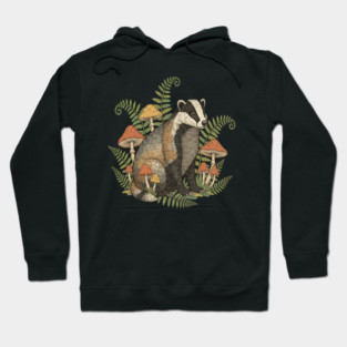 Badger with Woodland Mushrooms Hoodie