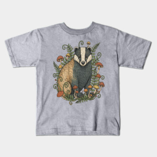 Badger Among Forest Mushrooms Kids T-Shirt