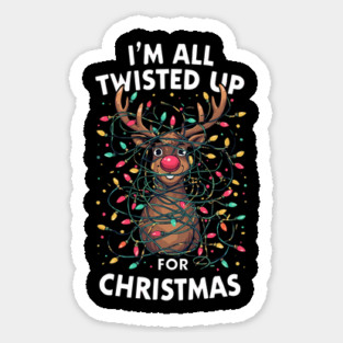 Twisted Up for Christmas – Funny Reindeer Holiday Lights Sticker