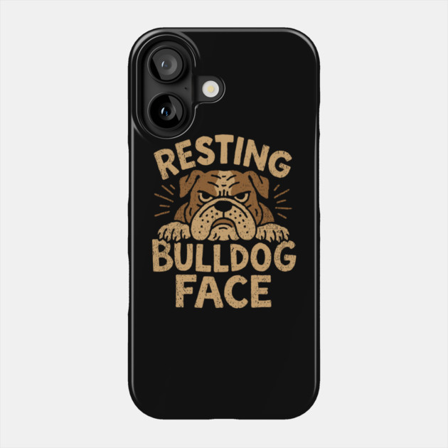Resting Bulldog Face Grumpy Mood Phone Case by Anticorporati