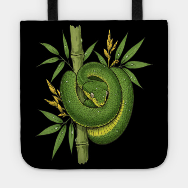 Bamboo Pit Viper Jungle Illustration Tote by BirdsnStuff