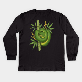Bamboo Pit Viper Jungle Illustration Kids Long Sleeve T-Shirt