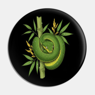 Bamboo Pit Viper Jungle Illustration Pin
