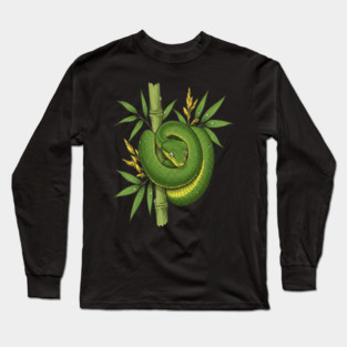 Bamboo Pit Viper Jungle Illustration Long Sleeve T-Shirt