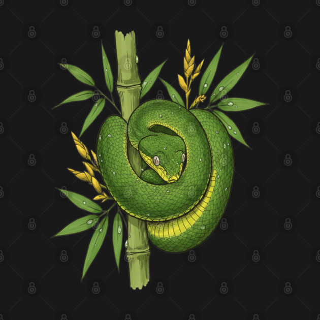 Bamboo Pit Viper Jungle Illustration by BirdsnStuff