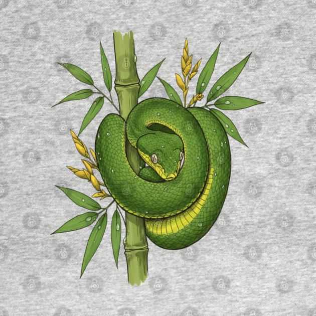 Bamboo Pit Viper Jungle Illustration by BirdsnStuff