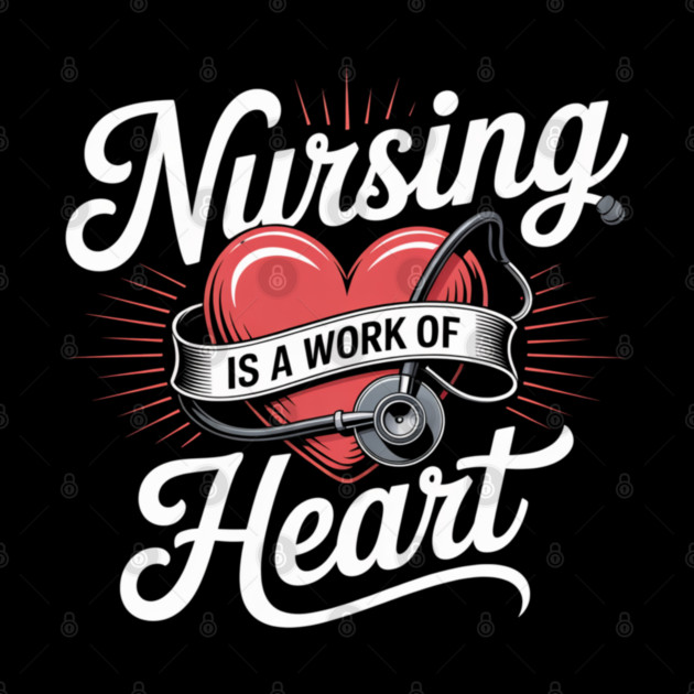 Nursing Is a Work of Heart – Cute Nurse Appreciation Retro Design by  Shift Happens: Gear for the Ones Who Keep It Moving